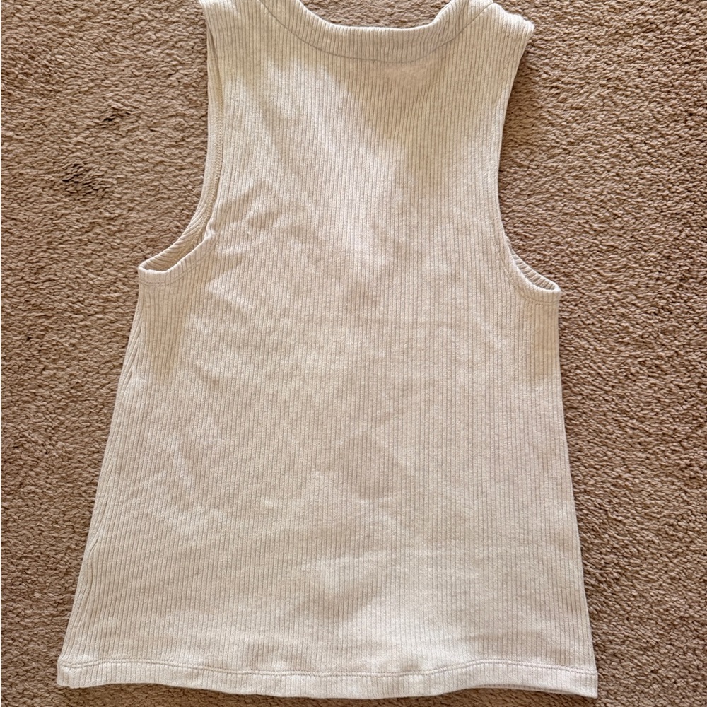 Madewell Ribbed Button Front Tank - Cream - Picture 3 of 4